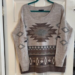 American Eagle Outfitters Beige and Brown Patterned Sweater